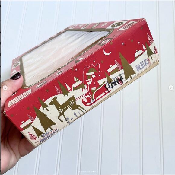 ONE BOX Vintage Old World Christmas Ornaments Teardrop Icicle Glass Red Set x6 - Picture 8 of 10